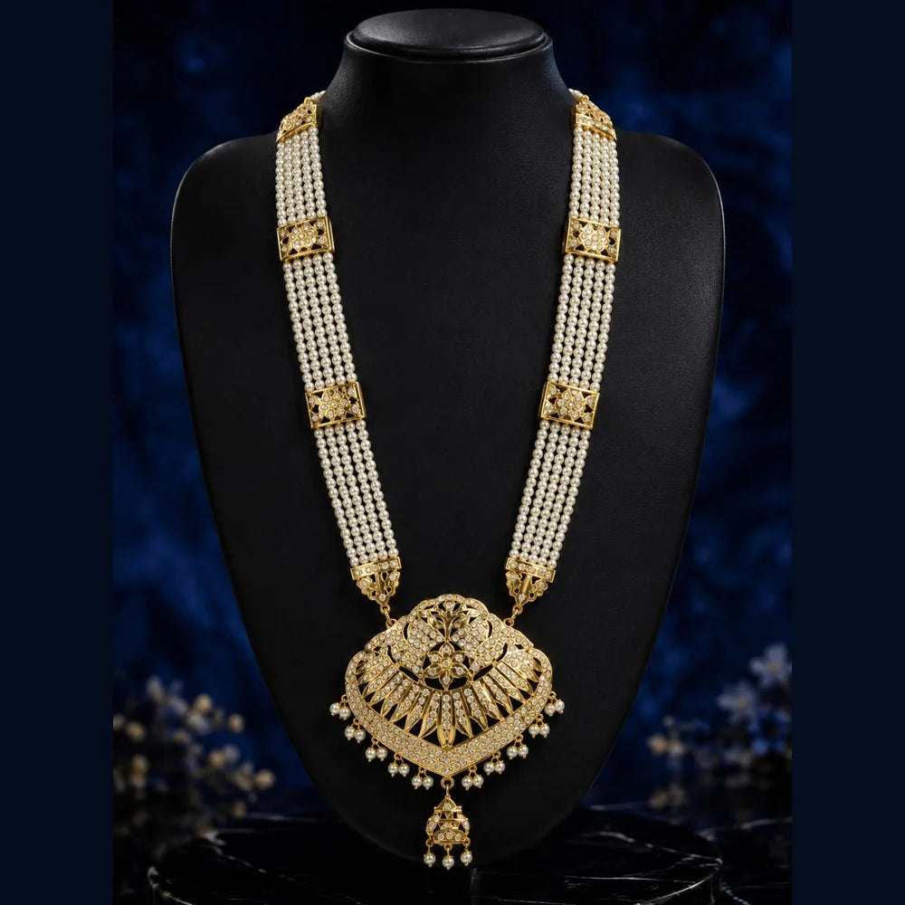 Handmade Bridal Pearl Kundan Necklace Set with Matching Earrings, Matha Patti & Traditional Jewellery Set