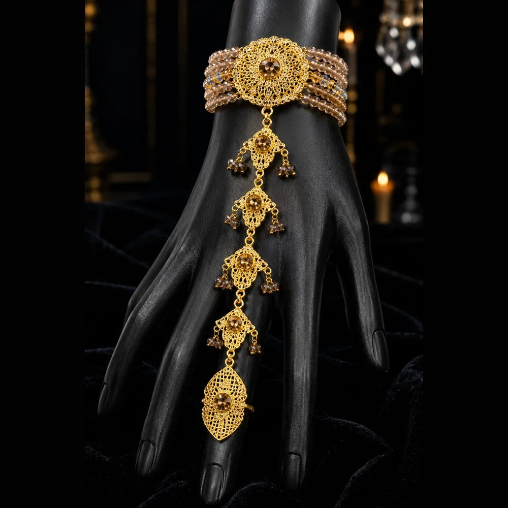 ZHome Royal Handmade Bridal Necklace Set with Choker, Long Haar & Matching Jewellery