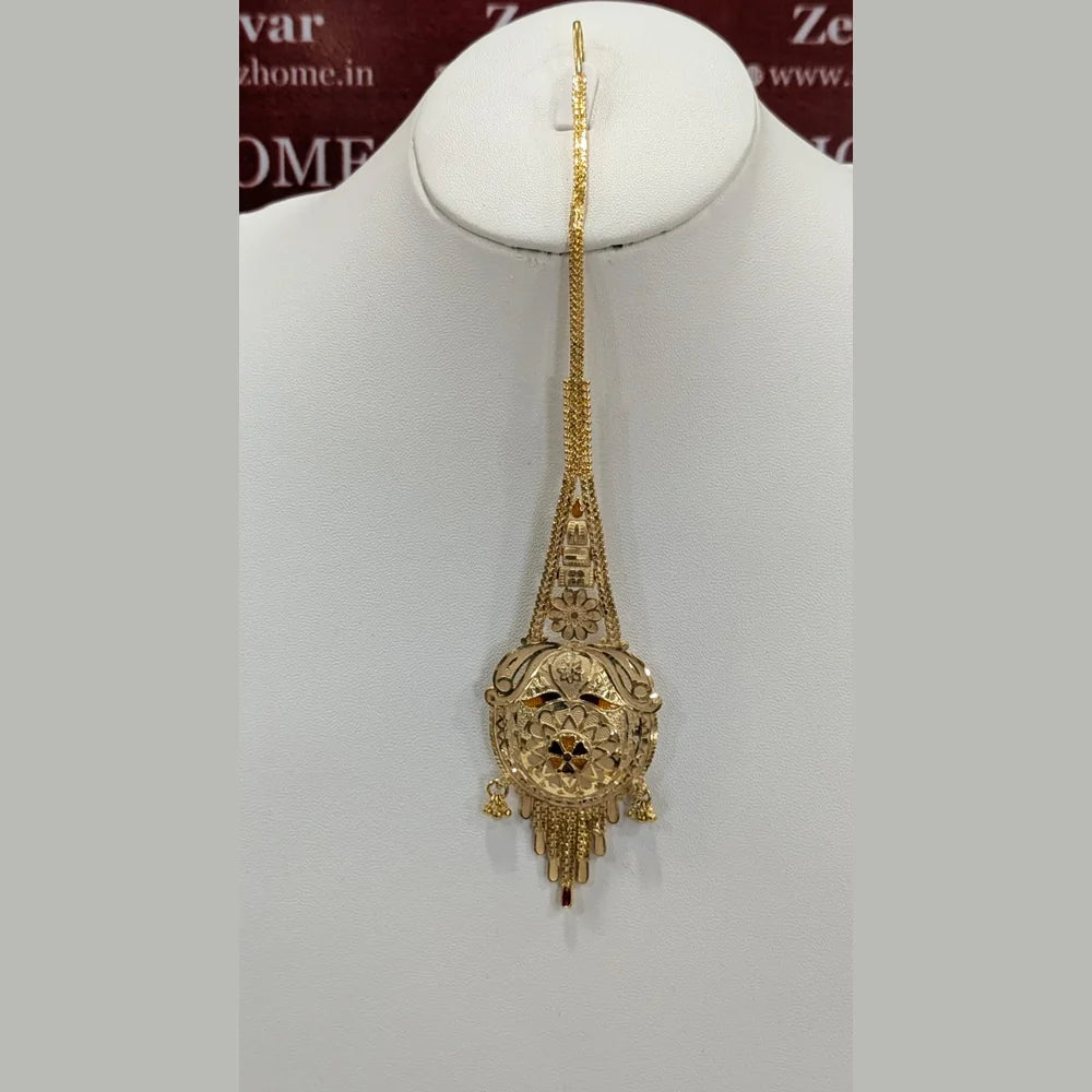Royal Bridal OneGram Gold Combo Jewellery Set | Long & Short Necklace with Earrings, Mangtika & Choker | Handmade RealGold Finish