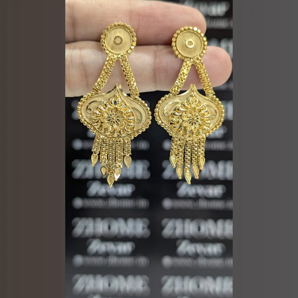 Royal Bridal One Gram Gold Necklace Set with Choker, Long Haar, Earrings, Nath & Maang Tikka