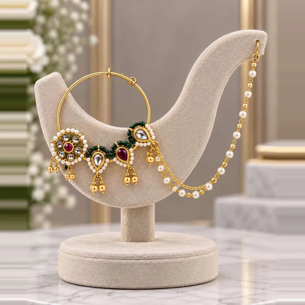 Traditional Kundan Gold Plated Bridal Necklace Set with Earrings – ZHOME Zevar