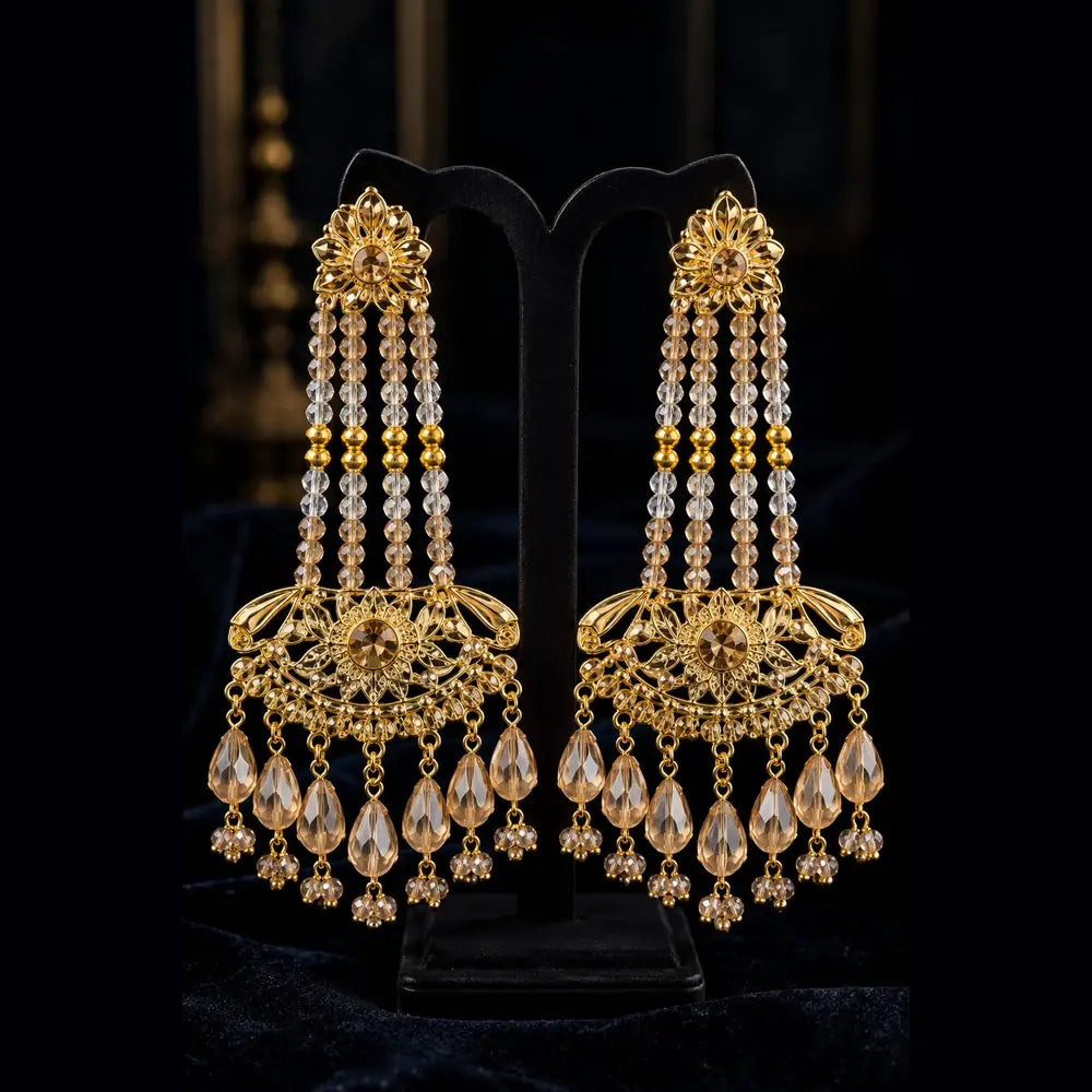 ZHome Royal Handmade Bridal Necklace Set with Choker, Long Haar & Matching Jewellery
