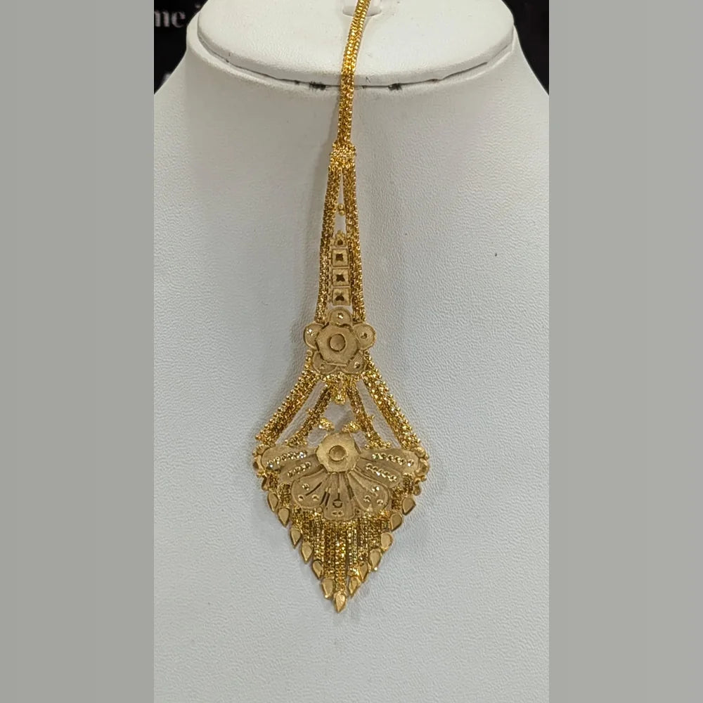 Royal Bridal One Gram Gold Necklace Set with Choker, Long Haar, Earrings, Nath & Maang Tikka