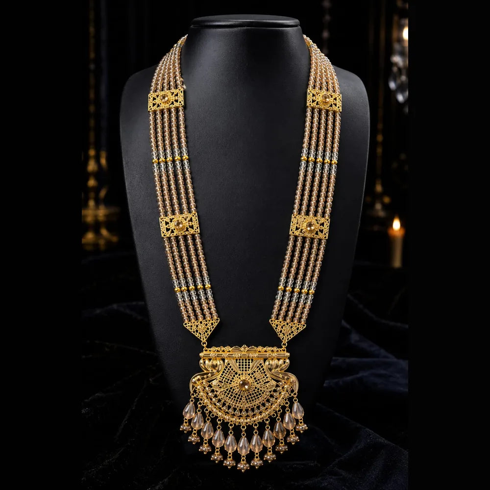 ZHome Royal Handmade Bridal Necklace Set with Choker, Long Haar & Matching Jewellery