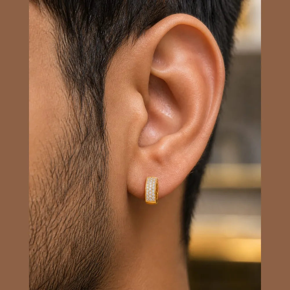 ZHome Gold-Plated Anti-Tarnish Stud Earrings for Men & Women | Lightweight Unisex Daily Wear