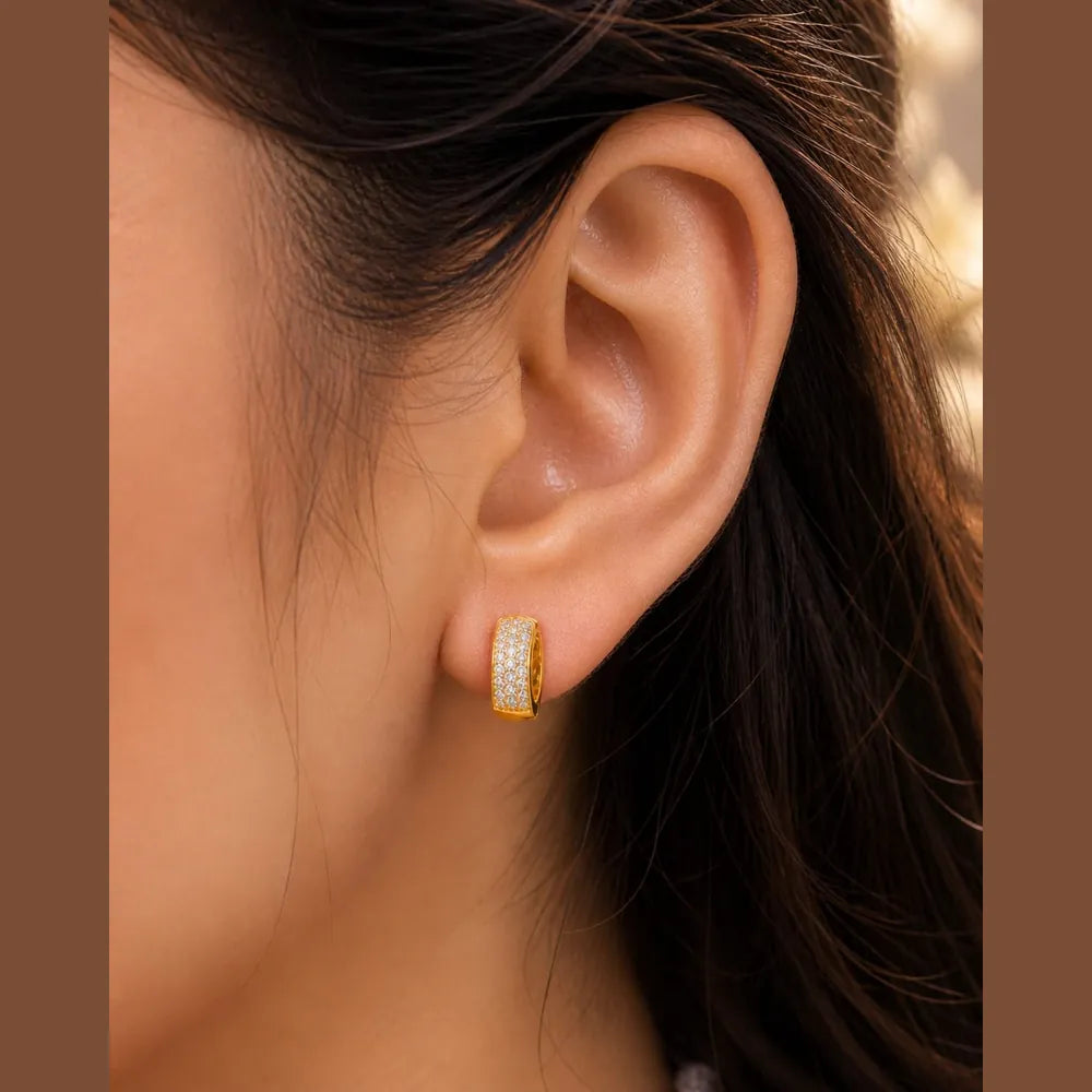 ZHome Gold-Plated Anti-Tarnish Stud Earrings for Men & Women | Lightweight Unisex Daily Wear