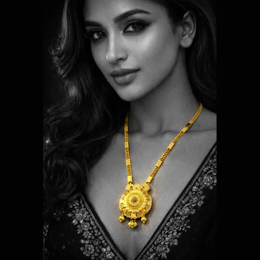 ZHome Gold-Plated Temple Pendant Necklace for Women | Royal Traditional Jewellery