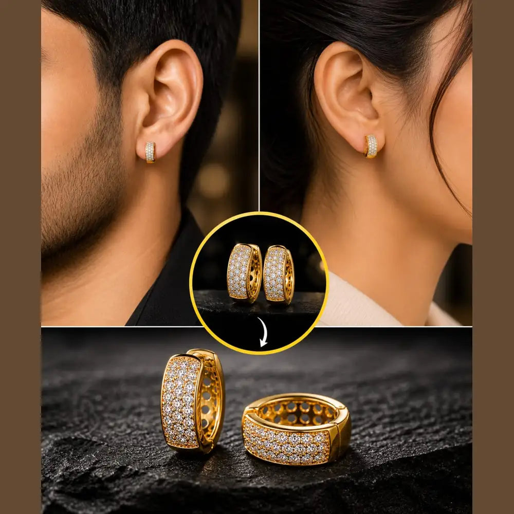 ZHome Gold-Plated Anti-Tarnish Stud Earrings for Men & Women | Lightweight Unisex Daily Wear