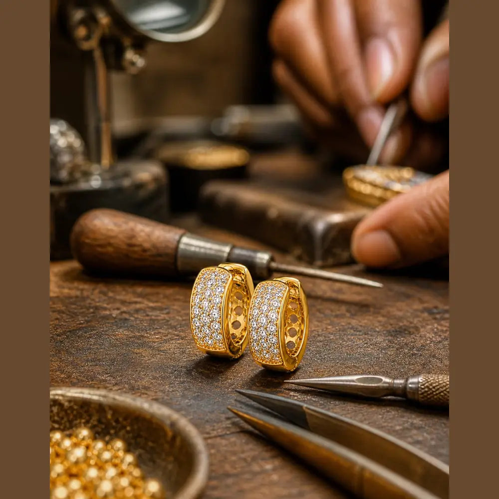 ZHome Gold-Plated Anti-Tarnish Stud Earrings for Men & Women | Lightweight Unisex Daily Wear