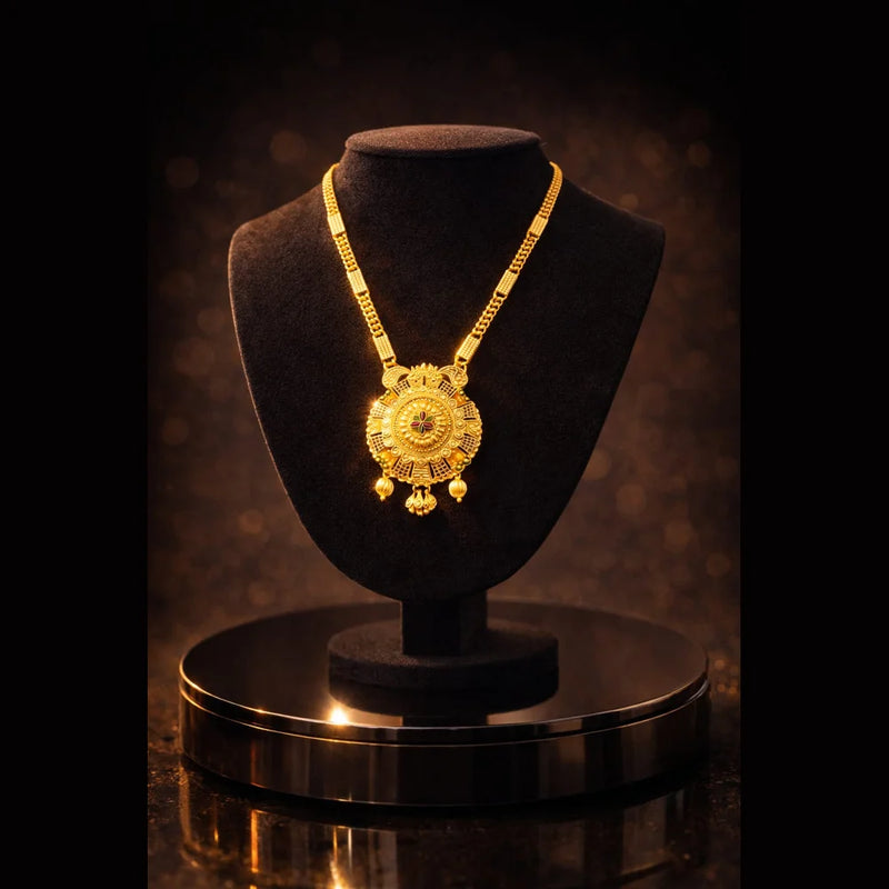 ZHome Gold-Plated Temple Pendant Necklace for Women | Royal Traditional Jewellery