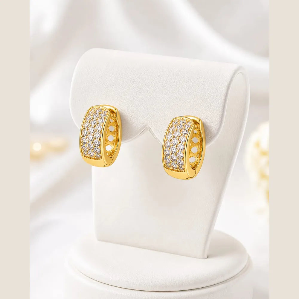 ZHome Gold-Plated Anti-Tarnish Stud Earrings for Men & Women | Lightweight Unisex Daily Wear