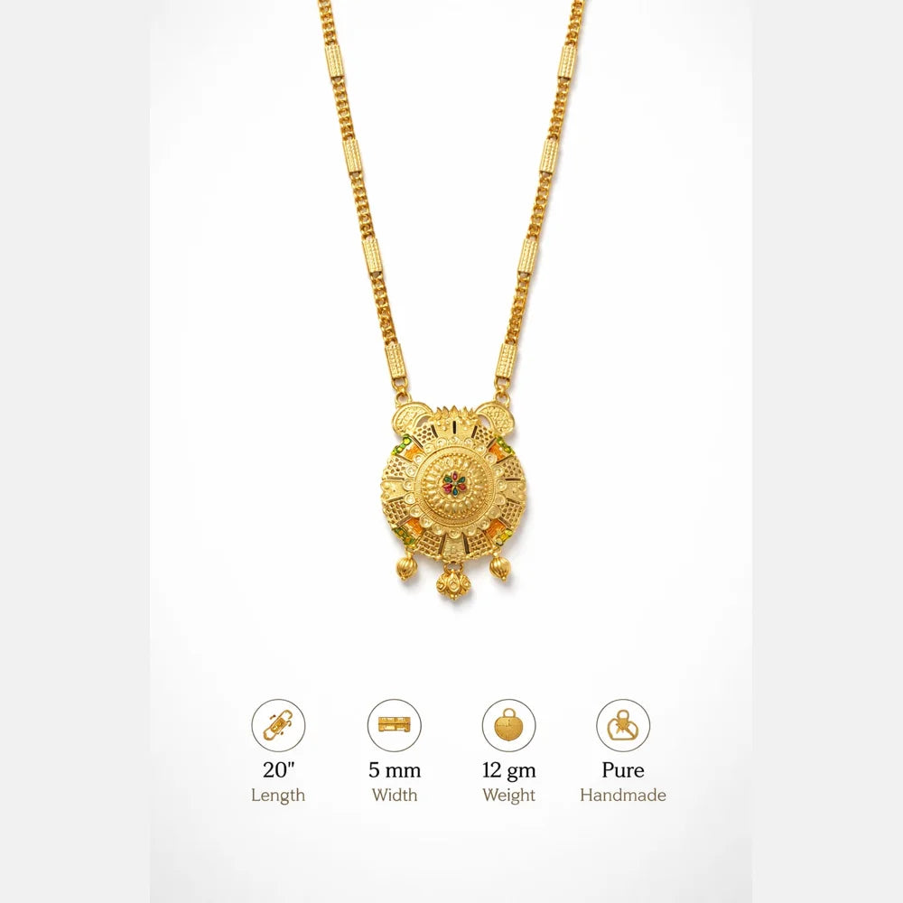 ZHome Gold-Plated Temple Pendant Necklace for Women | Royal Traditional Jewellery