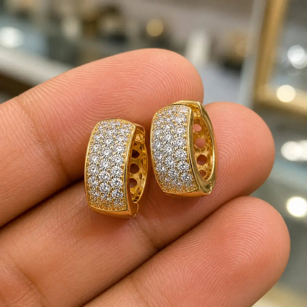 ZHome Gold-Plated Anti-Tarnish Stud Earrings for Men & Women | Lightweight Unisex Daily Wear