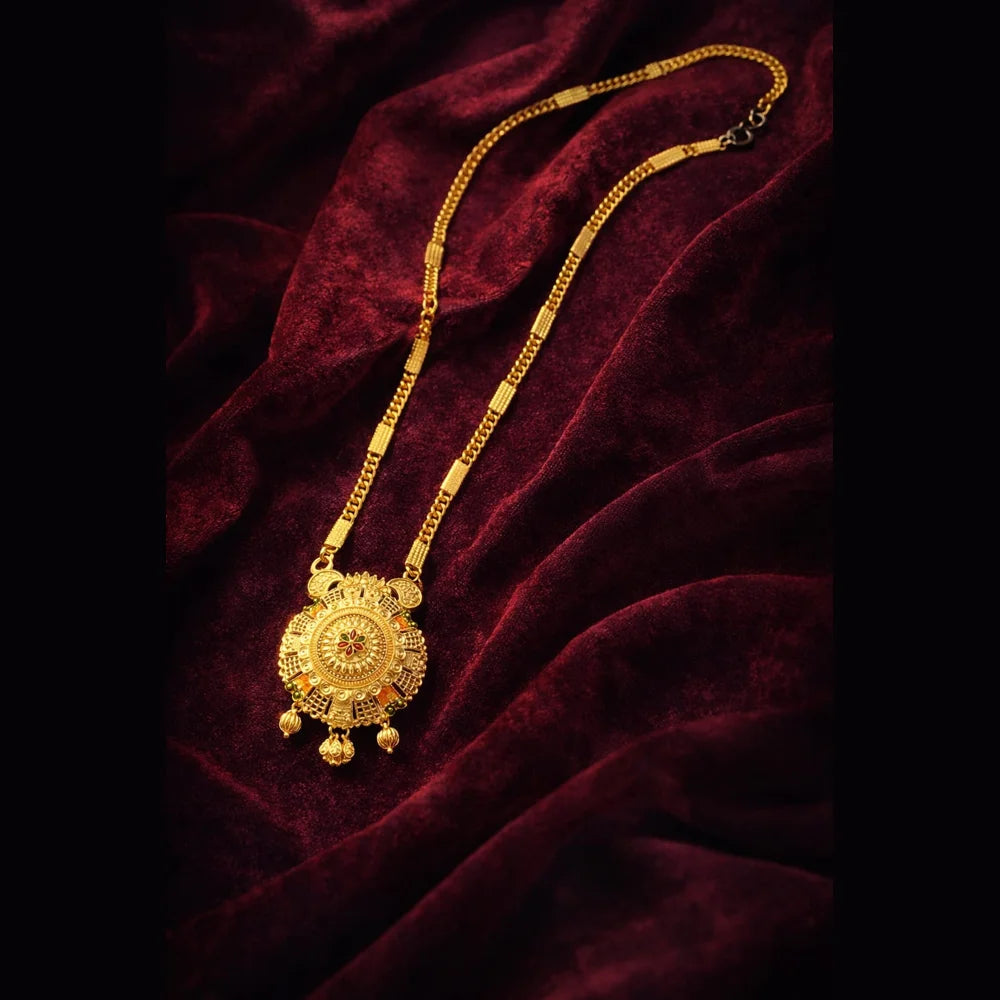 ZHome Gold-Plated Temple Pendant Necklace for Women | Royal Traditional Jewellery