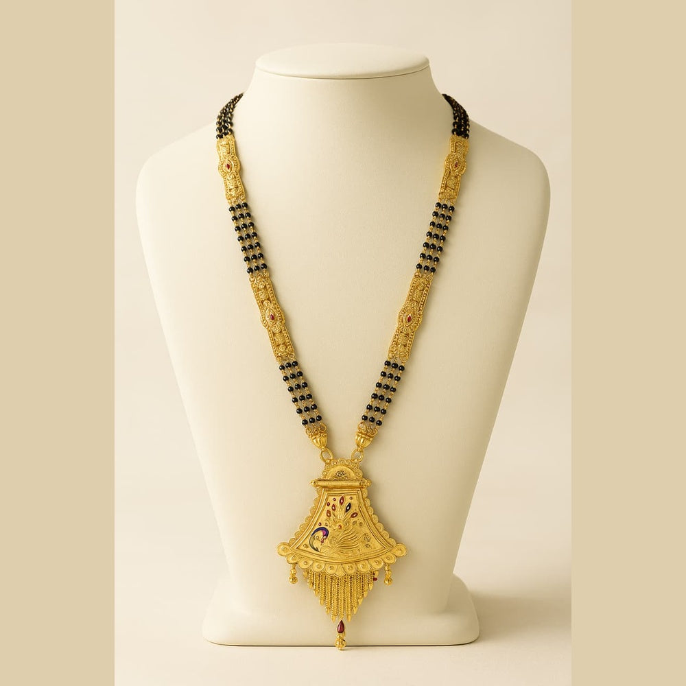 ZHOME Tripal Layar Mangalsutra in soft light background – elegant craftsmanship
