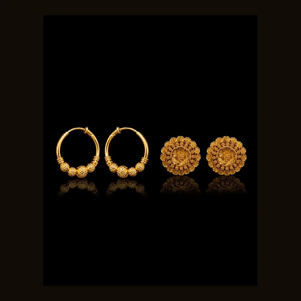 ZHome Gold Plated Earrings Combo for Women | 4 Piece Gold Look Earrings Set