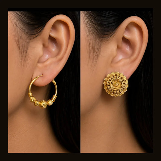 ZHome Gold Plated Earrings Combo for Women | 4 Piece Gold Look Earrings Set