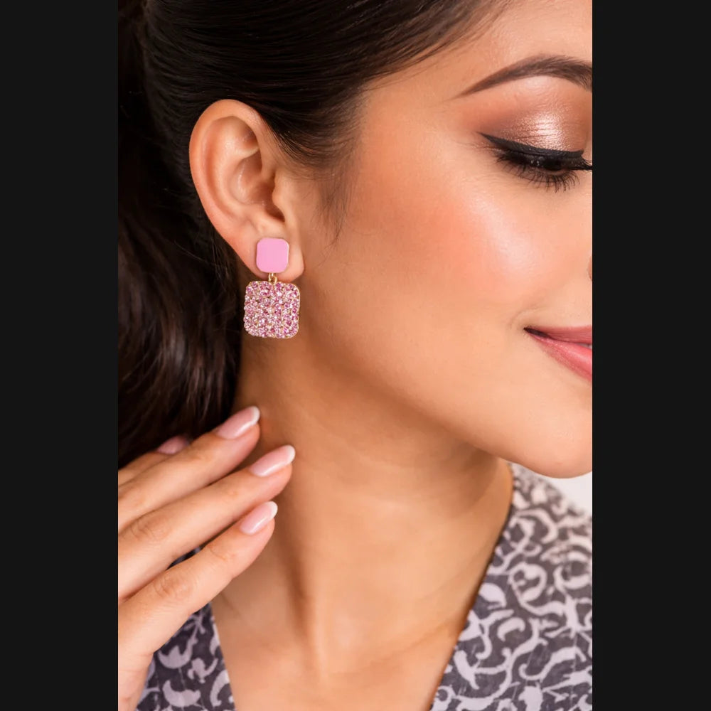Light Purple Anti Tarnish Crystal Drop Earrings for Women