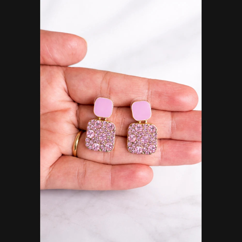 Light Purple Anti Tarnish Crystal Drop Earrings for Women