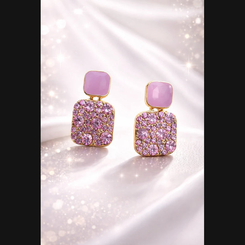Light Purple Anti Tarnish Crystal Drop Earrings for Women