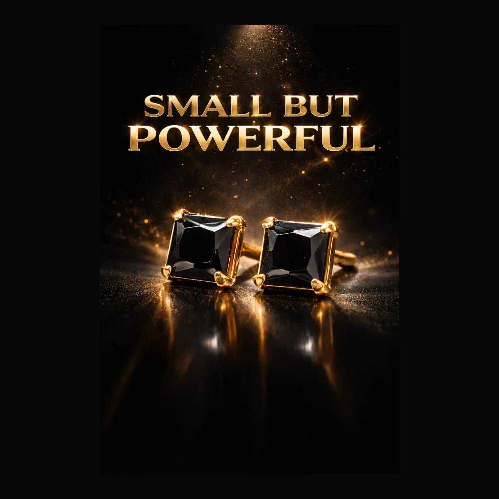 ZHome Black Crystal Square Stud for Women & Girls | Gold Plated Minimal Daily Wear Earring