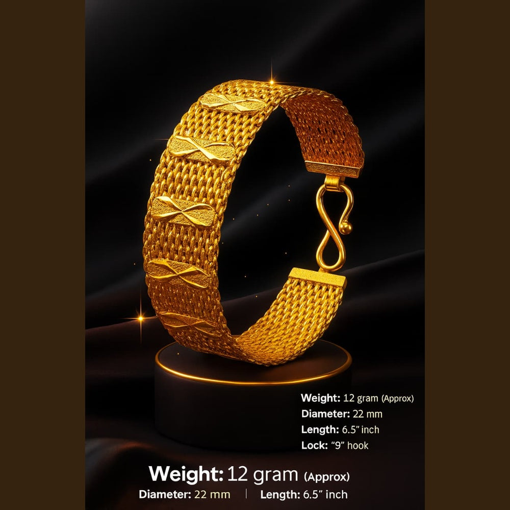 ZHOME Men Bracelet close-up 3D render – glossy gold texture and handmade details