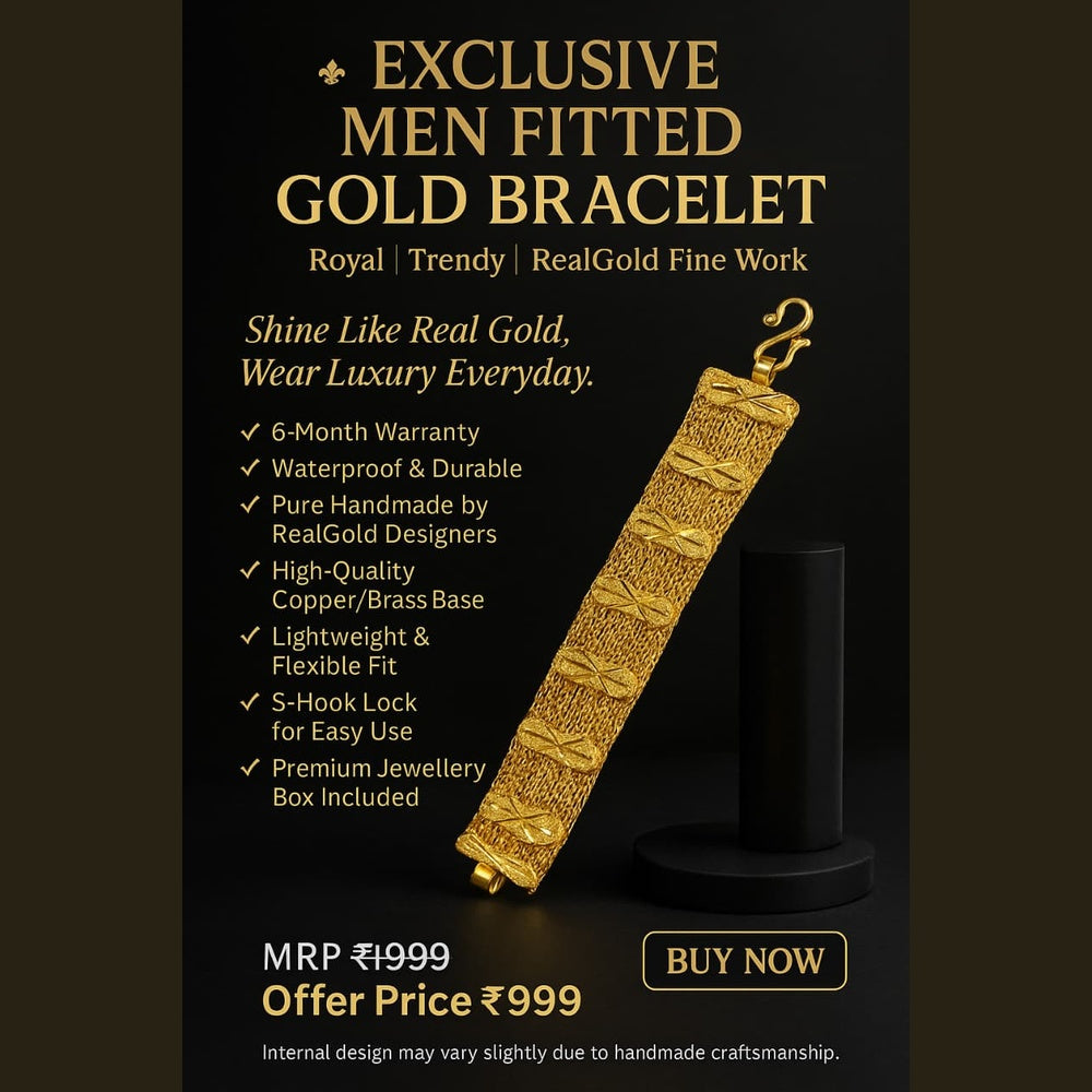ZHOME Men Gold Bracelet offer poster – 6-month warranty, 1 g gold plating