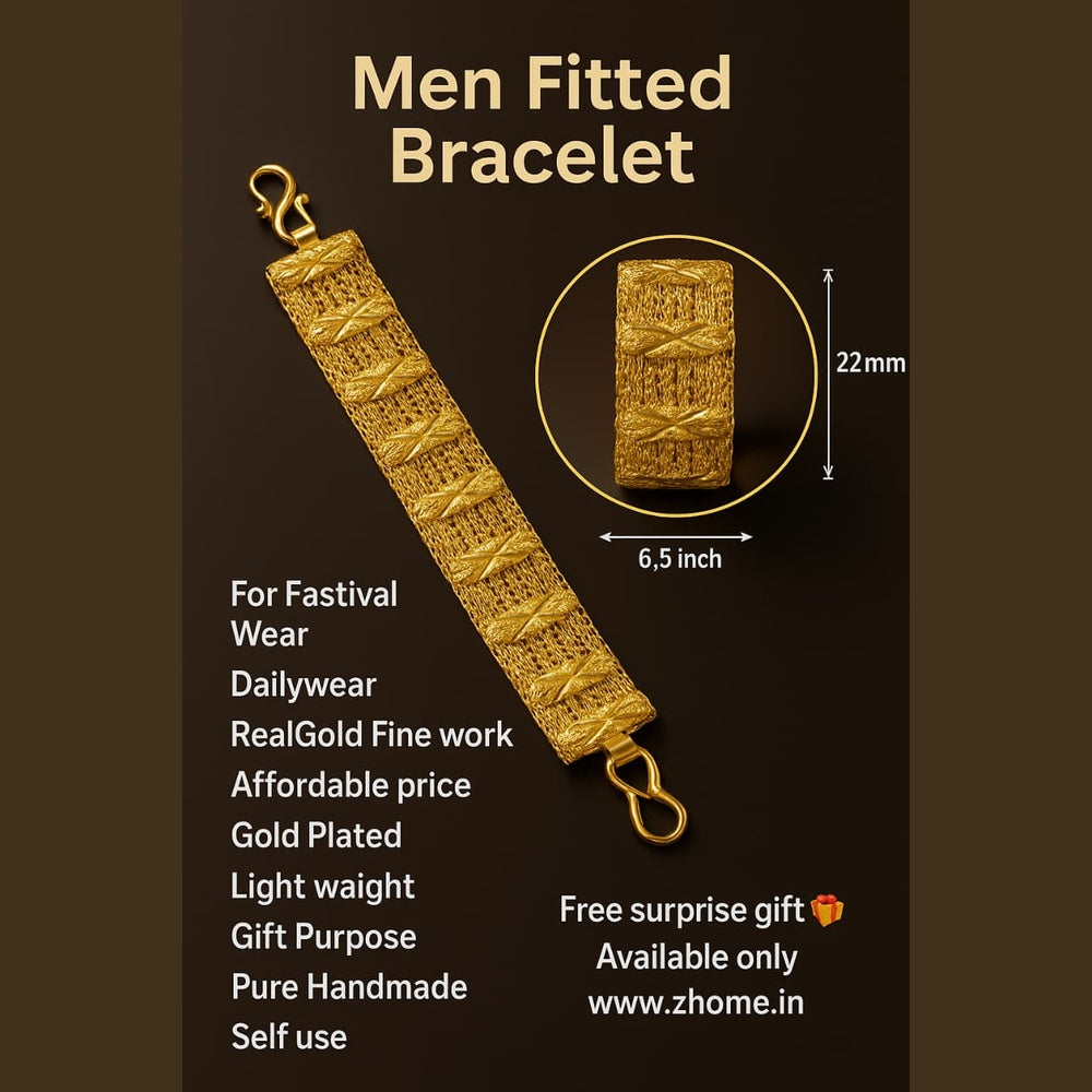 ZHOME Exclusive Men Fitted Gold Bracelet – RealGold Fine Work | Premium Handmade Design