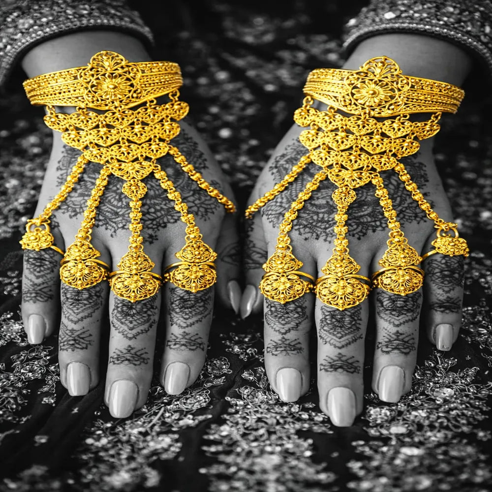 Royal Bridal One Gram Gold Plated Hathphool (Hand Harness Jewellery)