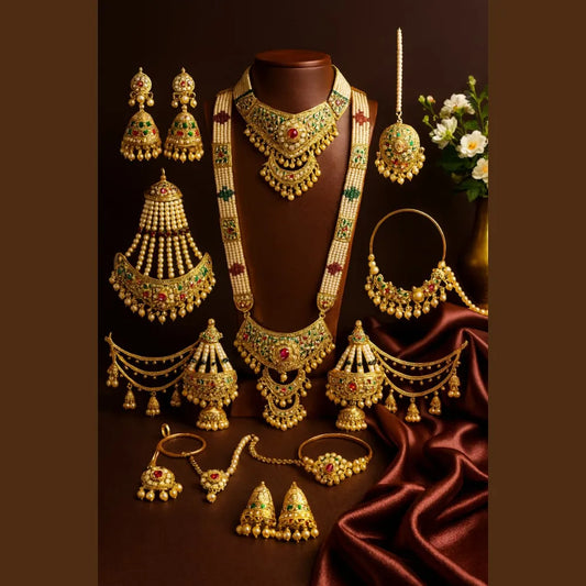 Product image of Exclusive Pearl Jadau Mehrani Bridal Jewellery Set – Full Gold-Plated Bridal Collection Zhome Special – image 1