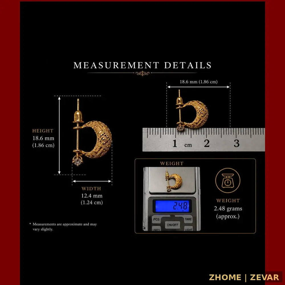 ZHome Zevar 2 Way Detachable Gold Look Earrings for Men & Women