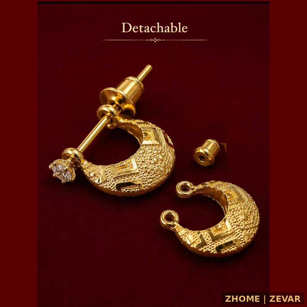 ZHome Zevar 2 Way Detachable Gold Look Earrings for Men & Women