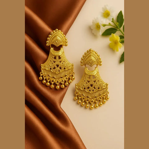 Elegant Gold-Plated Dailywear Earrings with Traditional Bead Design – Lightweight Pushback