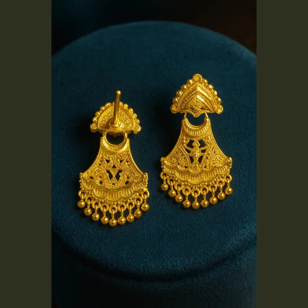 Elegant Gold-Plated Dailywear Earrings with Traditional Bead Design – Lightweight Pushback