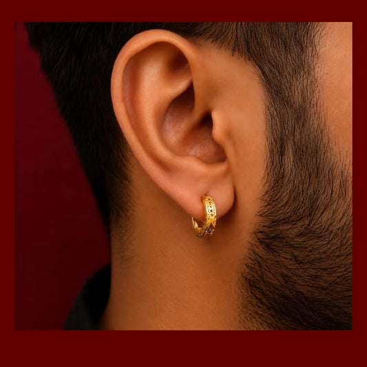 Luxury Gold Finish Textured Hoop Earrings for Men & Women | Stylish Mini Huggie Earrings