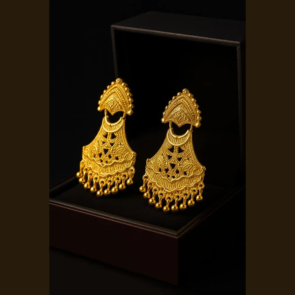 Elegant Gold-Plated Dailywear Earrings with Traditional Bead Design – Lightweight Pushback