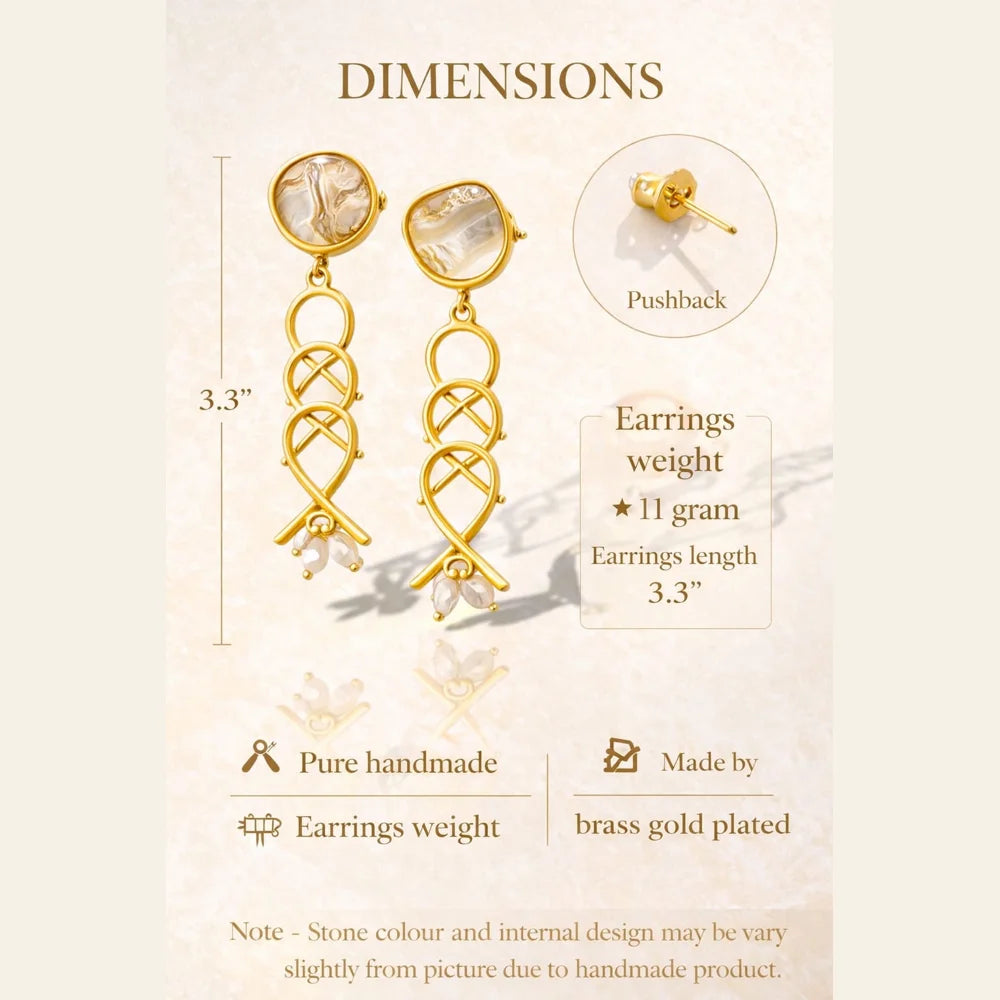 Premium brass one gram gold finished pearl statement earrings for women luxury designer imitation jewellery for wedding and party wear by ZHome