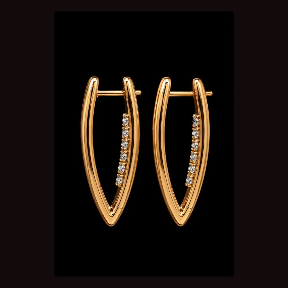 ZHome Anti Tarnish V Shape Gold Plated Hoop Earrings for Women