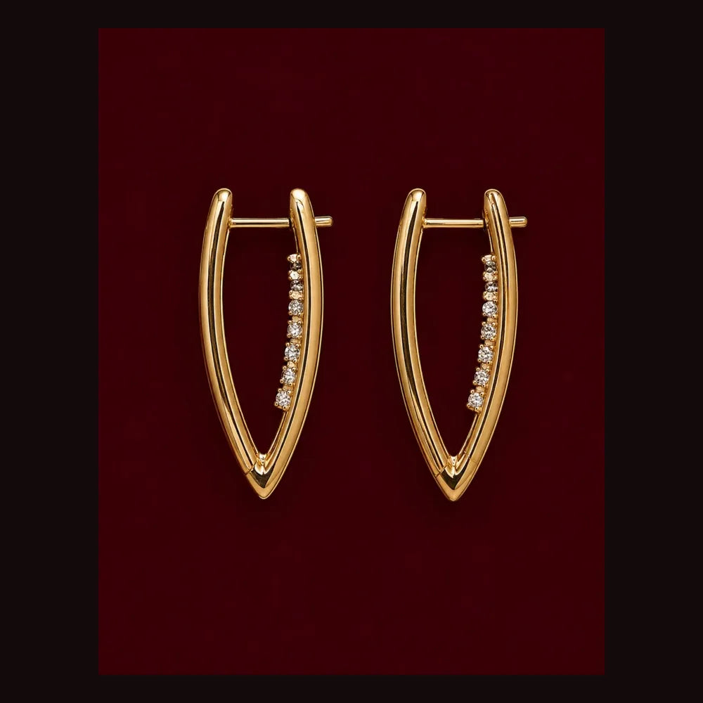ZHome Anti Tarnish V Shape Gold Plated Hoop Earrings for Women