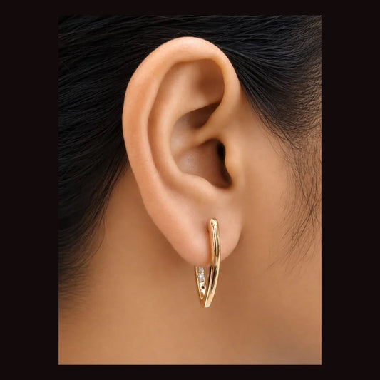 ZHome Anti Tarnish V Shape Gold Plated Hoop Earrings for Women