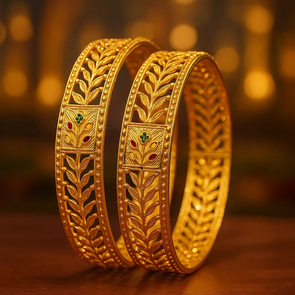 Royal Leaf Kutchi One Gram Gold Bangles – Set of 2