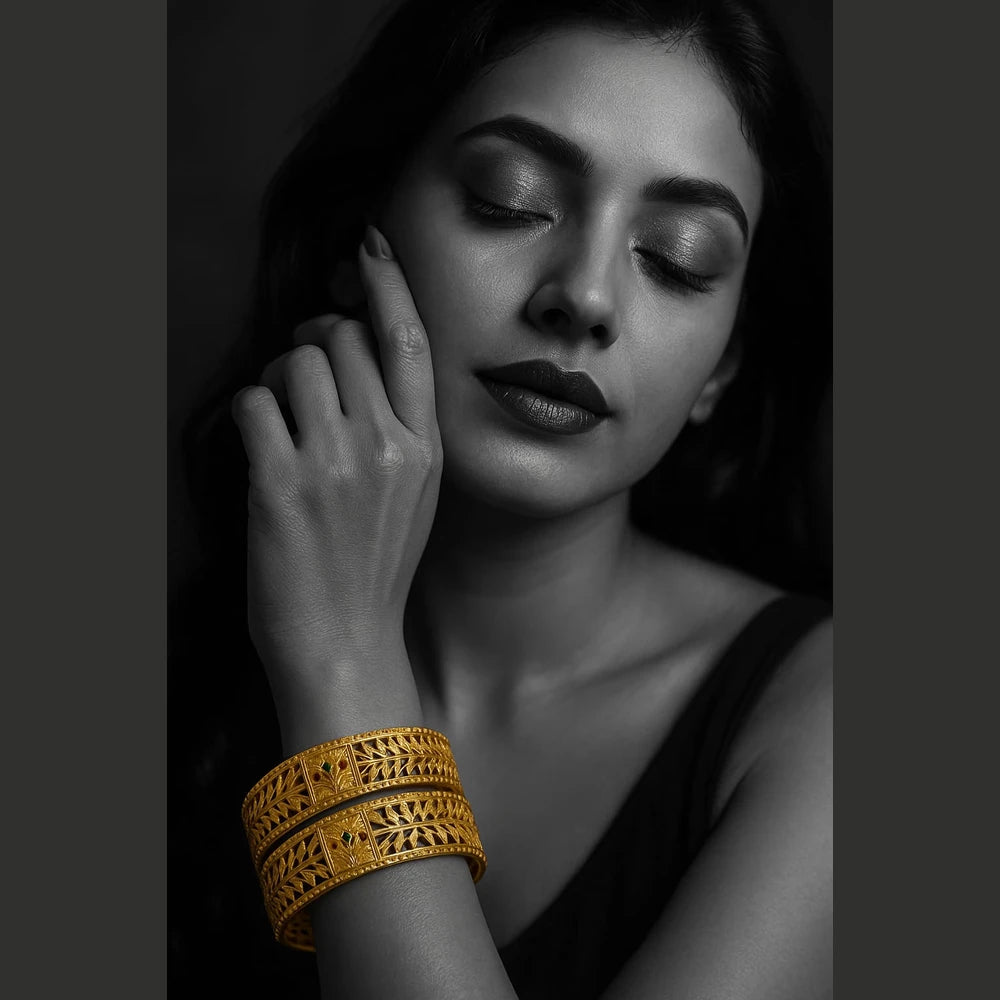 Royal Leaf Kutchi One Gram Gold Bangles – Set of 2