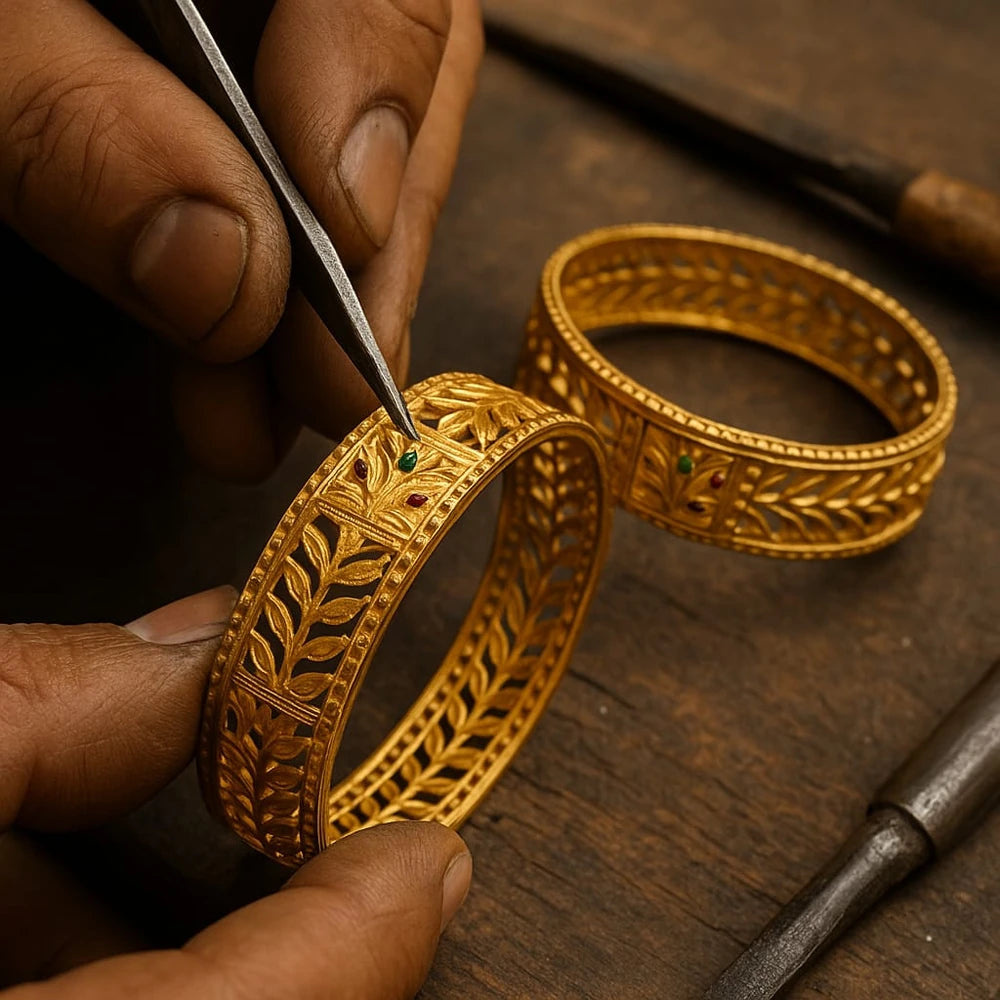 Royal Leaf Kutchi One Gram Gold Bangles – Set of 2