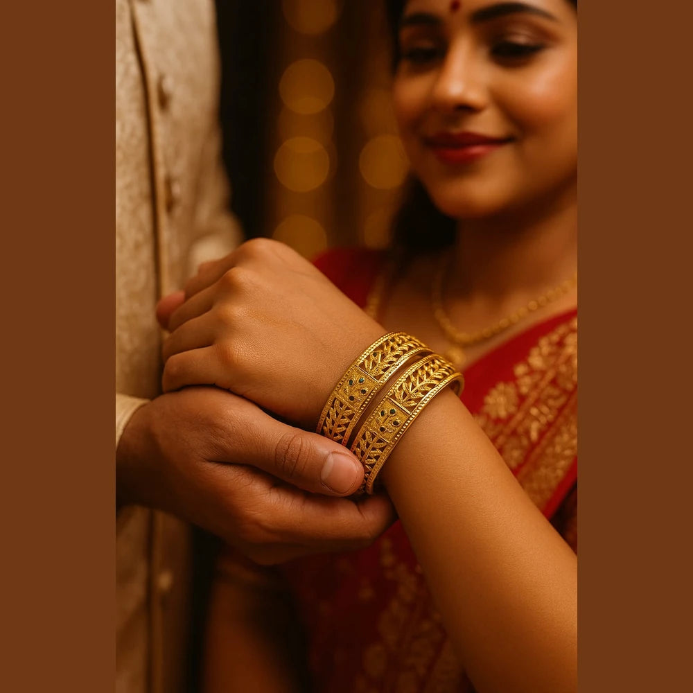 Royal Leaf Kutchi One Gram Gold Bangles – Set of 2