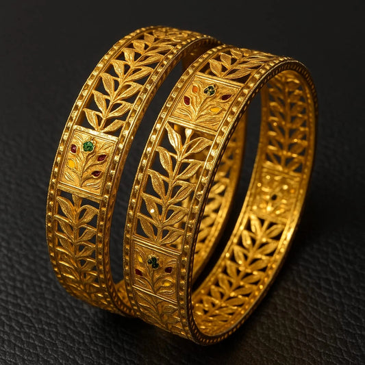 Royal Leaf Kutchi One Gram Gold Bangles – Set of 2
