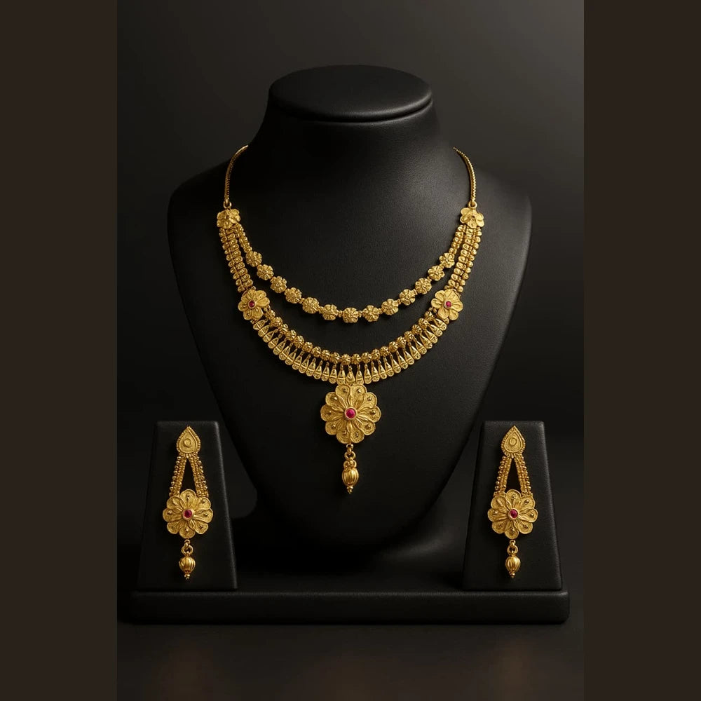 Product image of Exclusive Handmade Short Necklace With Matching Earrings One Gram Gold Plated Bridal Jewellery Copy 1 – image 2