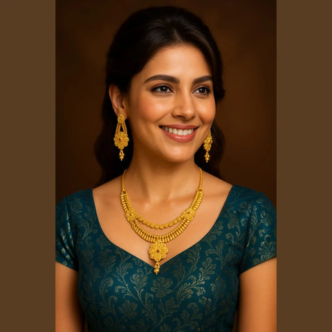 Elegant Gold-Plated Dailywear Earrings with Traditional Bead Design – Lightweight Pushback