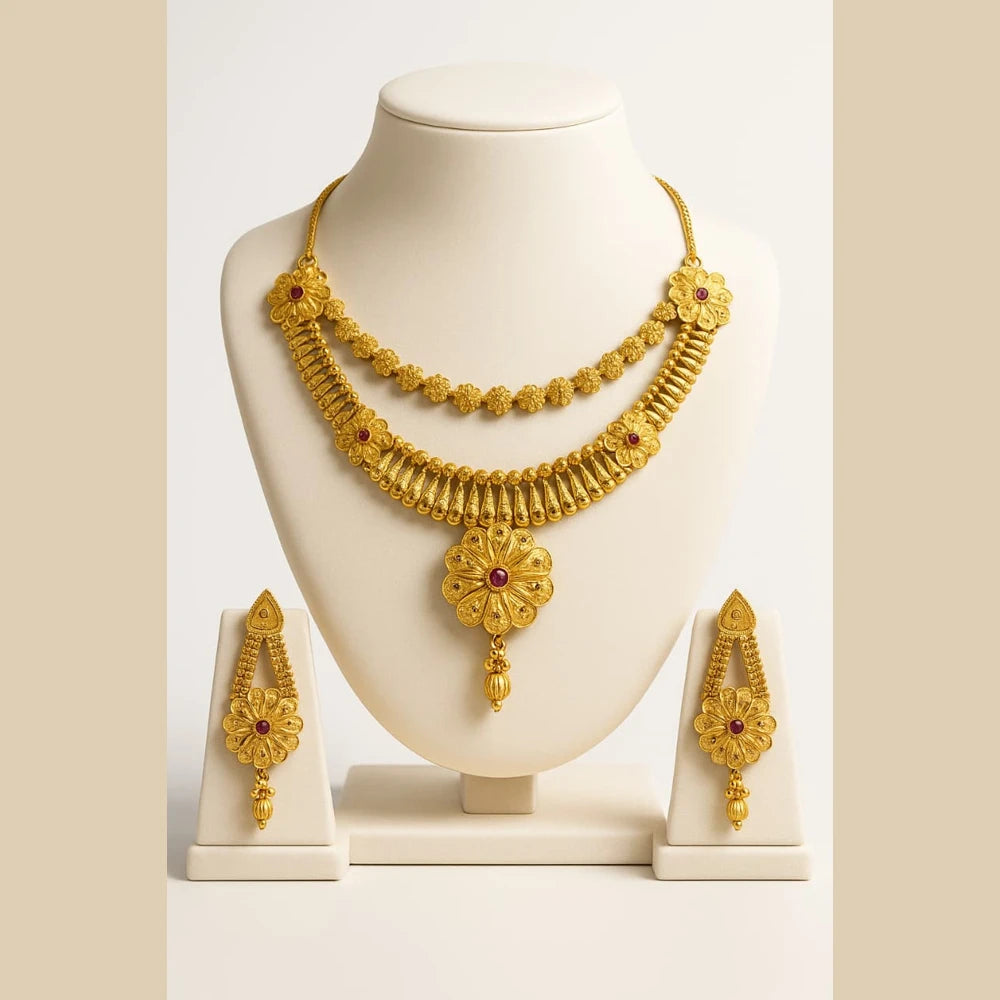 Elegant Gold-Plated Dailywear Earrings with Traditional Bead Design – Lightweight Pushback