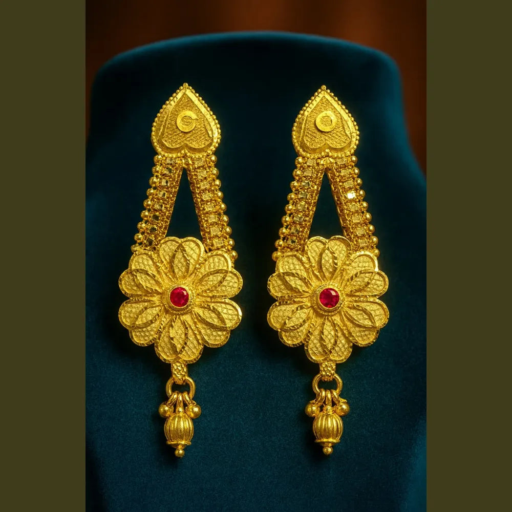 Elegant Gold-Plated Dailywear Earrings with Traditional Bead Design – Lightweight Pushback