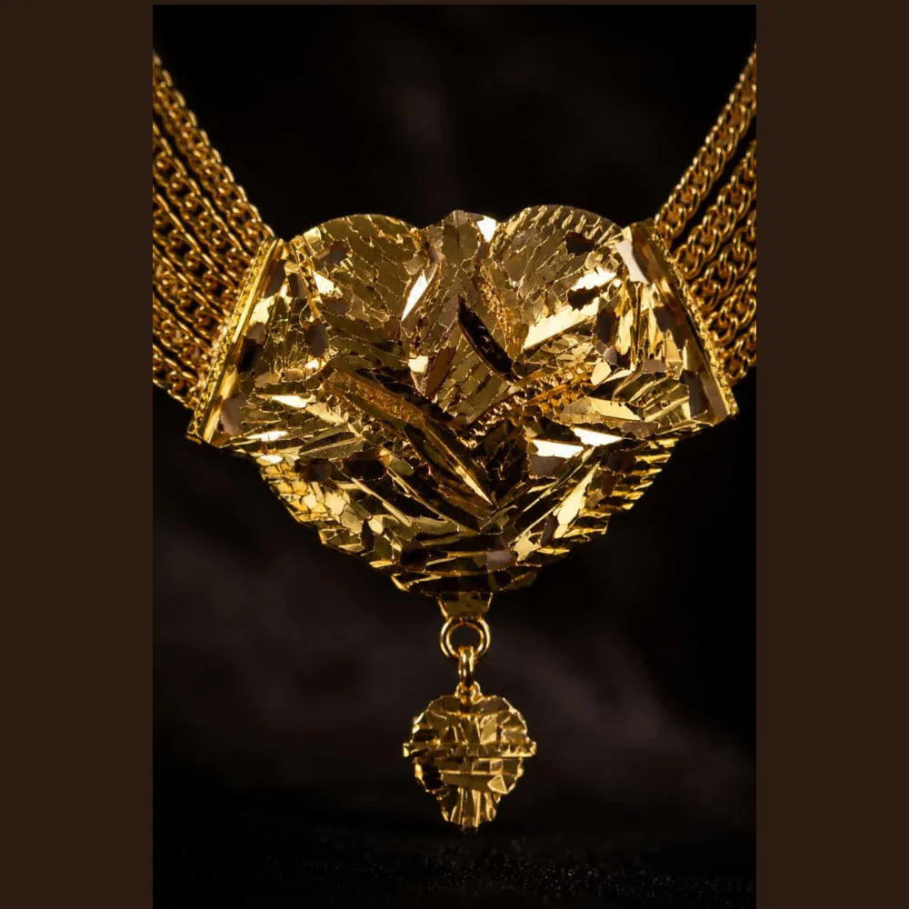 Traditional Gold Finish Multi-Layer Necklace Set with Jhumka Earrings for Women
